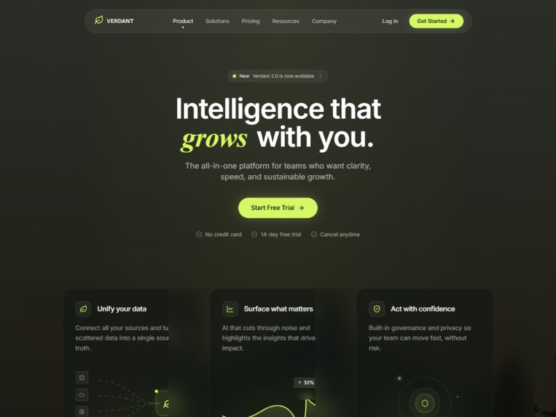 Preview for Verdant SaaS Landing Page Template