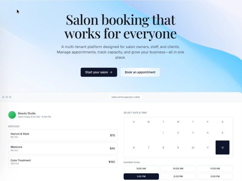 Preview for Vernis Salon Booking