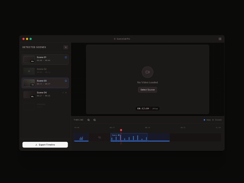 Preview for SceneCut Video Editor UI Template