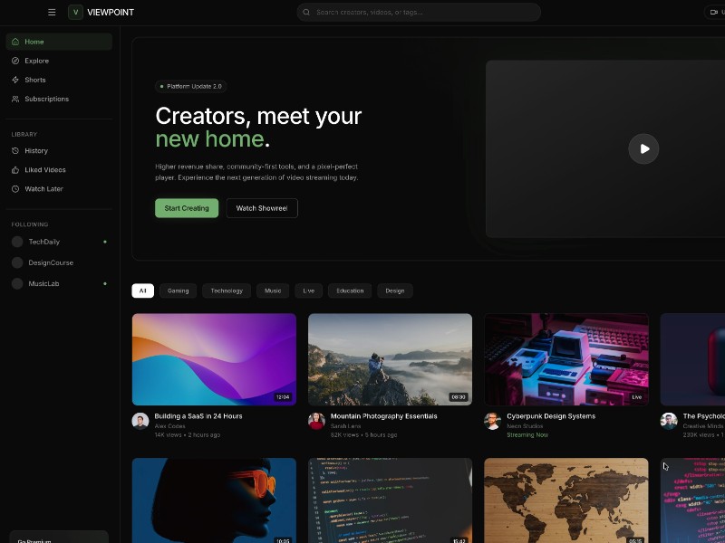 Preview for Video Streaming Platform Landing Page Template