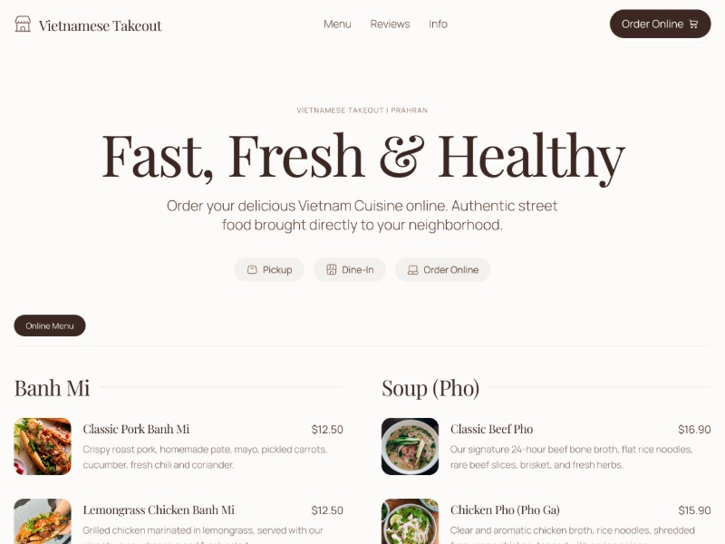 Preview for Vietnamese Restaurant Menu 