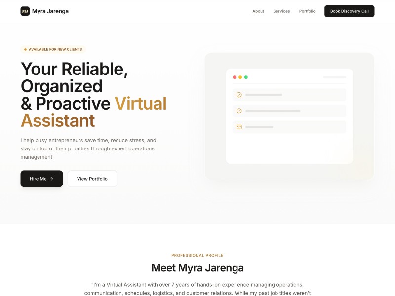 Preview for Virtual Assistant Portfolio Website Template