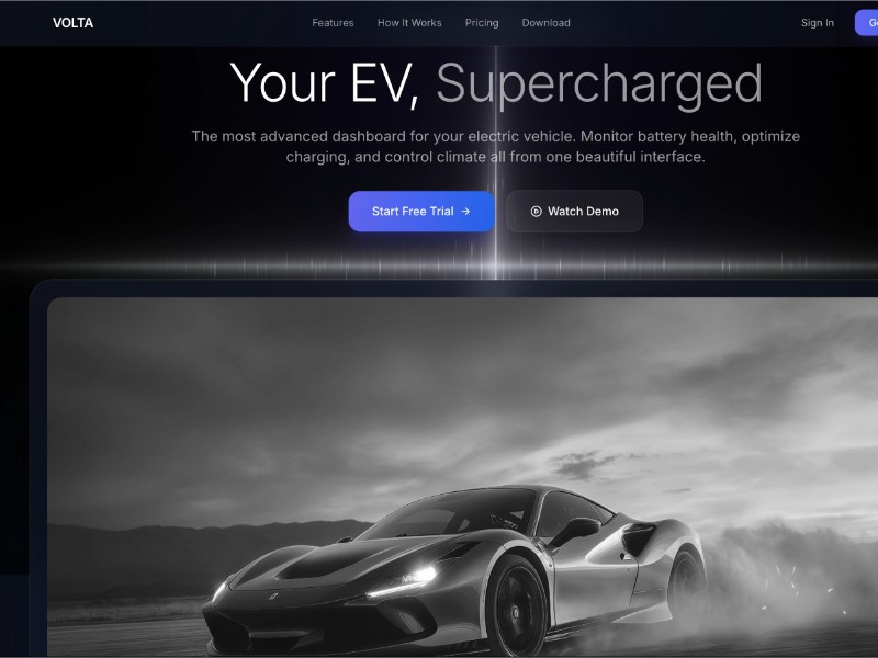 Preview for EV Dashboard Landing Page Template