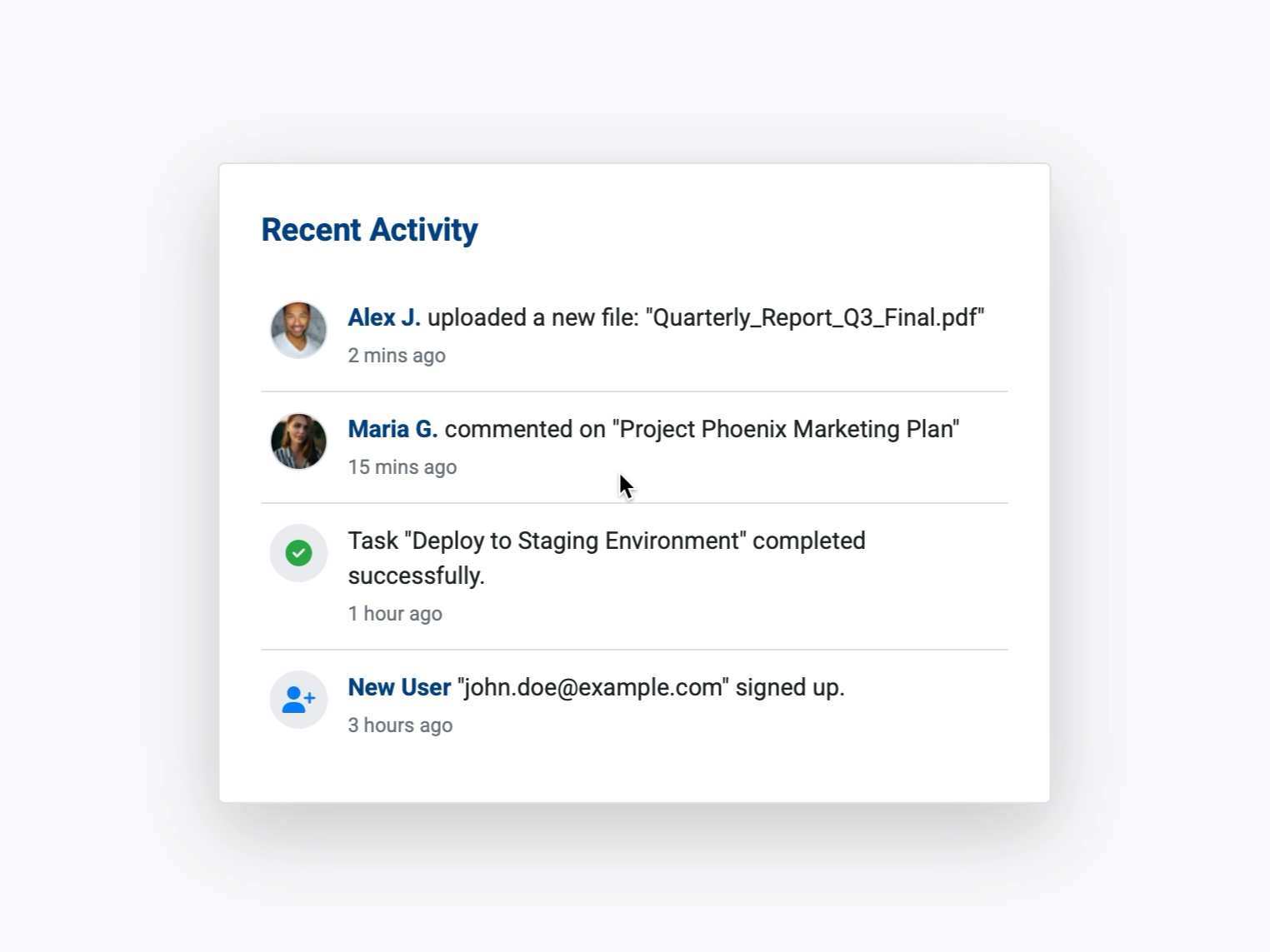 Preview for Activity Stream Dashboard Panel