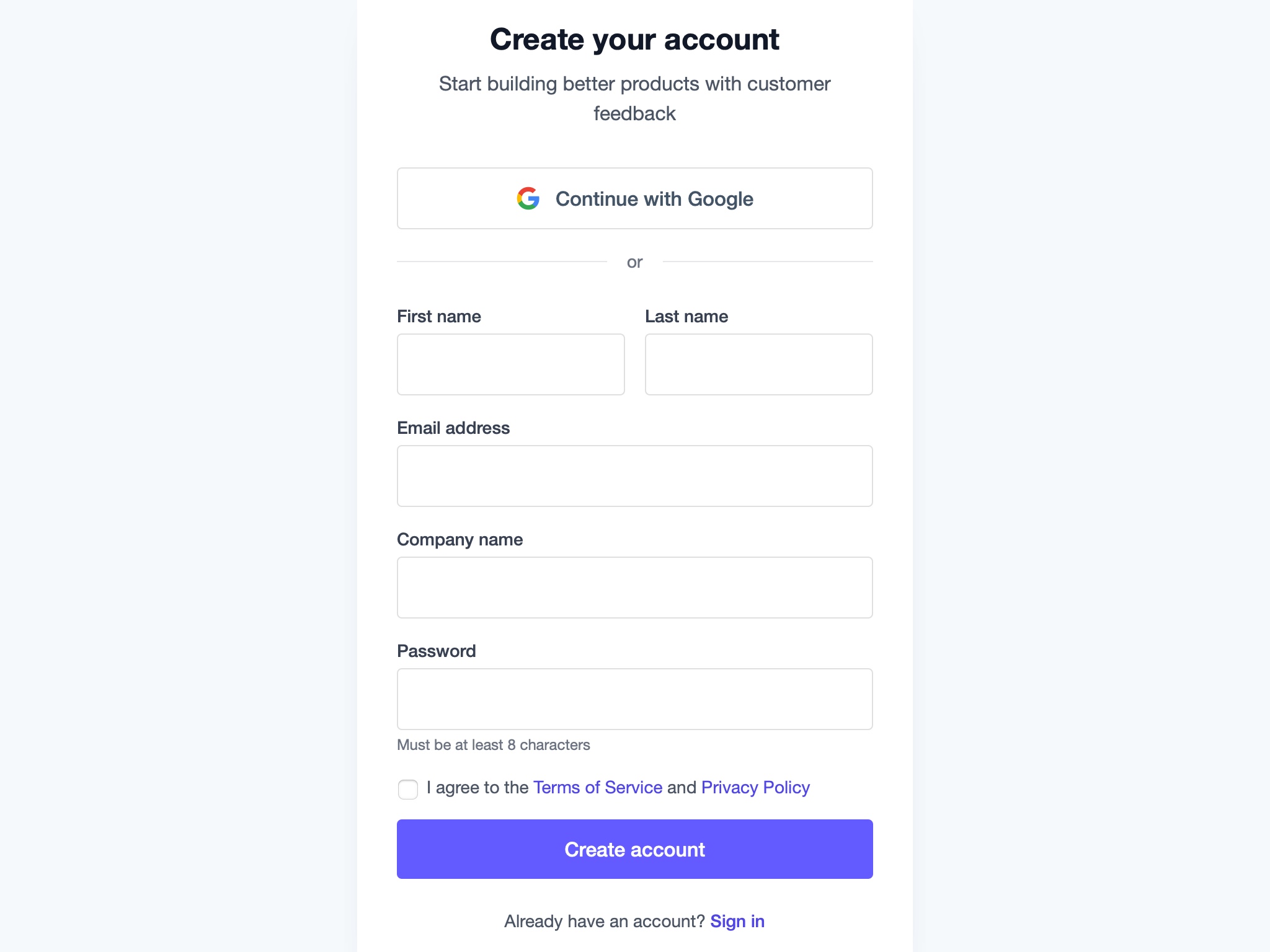 Preview for User Account Registration Form