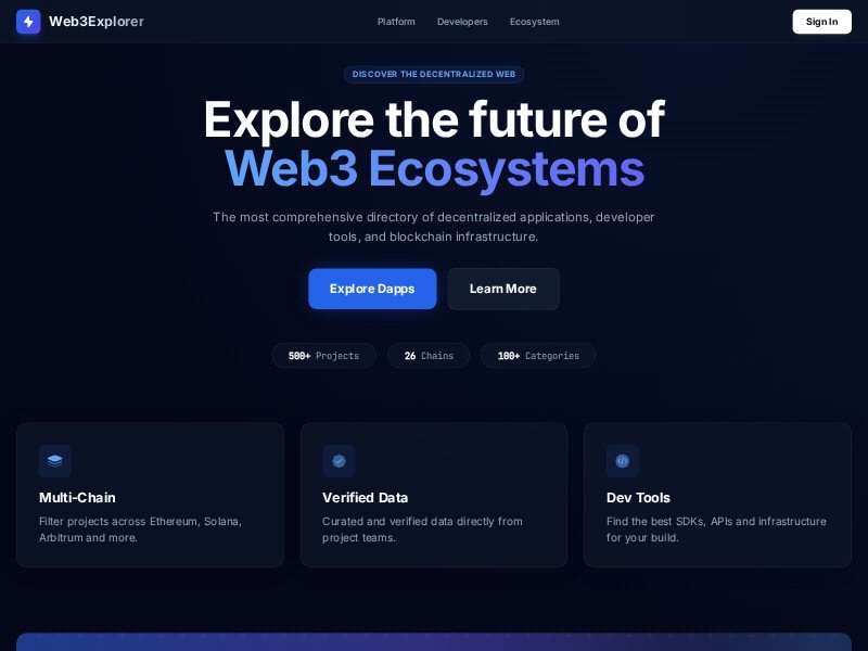 Preview for Web3 Dapp Directory Landing Page Template