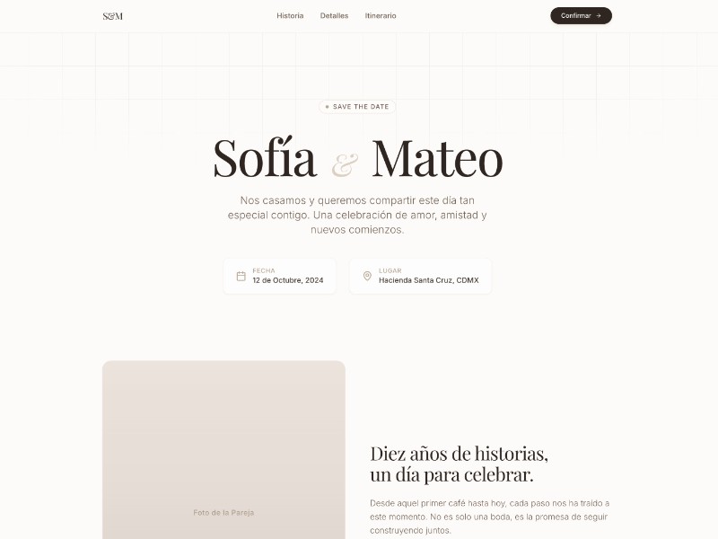 Preview for Minimal Wedding Invitation Landing Page Template