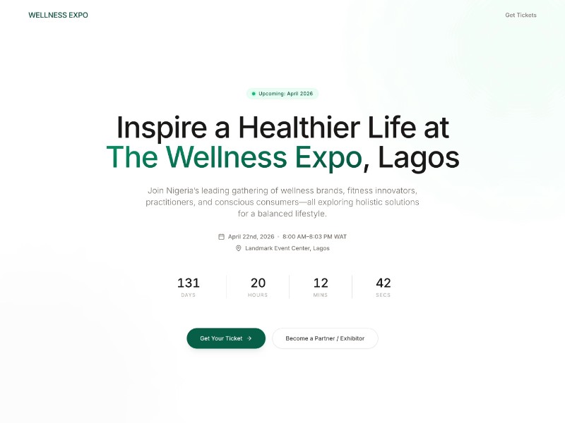Preview for Wellness Expo Event Landing Page Template