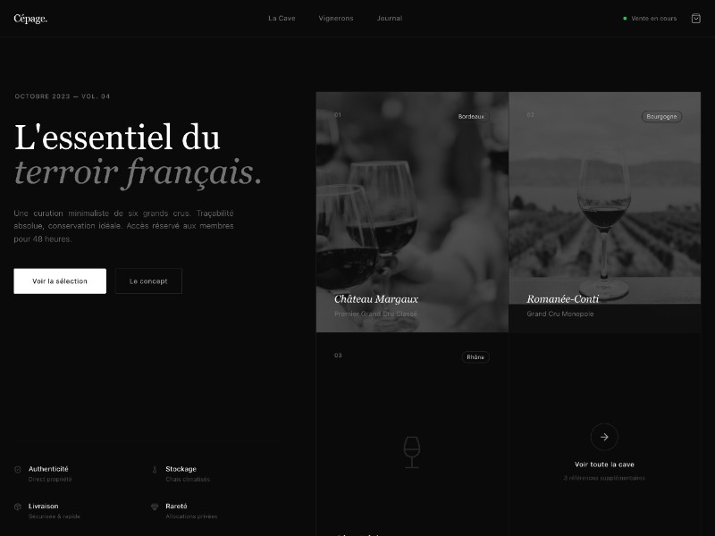 Preview for Wine Grand Cru Landing Page Template