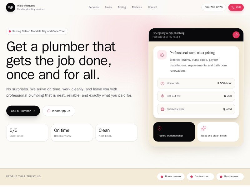 Preview for Professional Plumber Landing Page Template