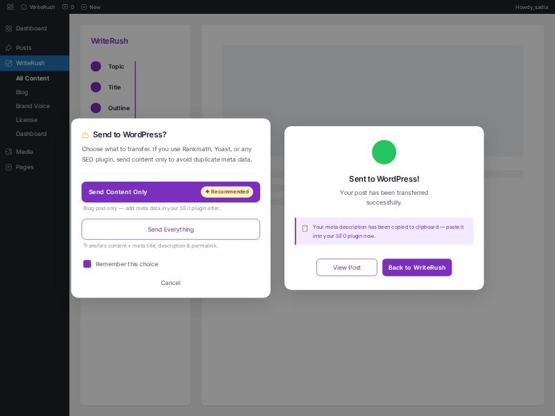 Preview for WriteRush Modal UI Template