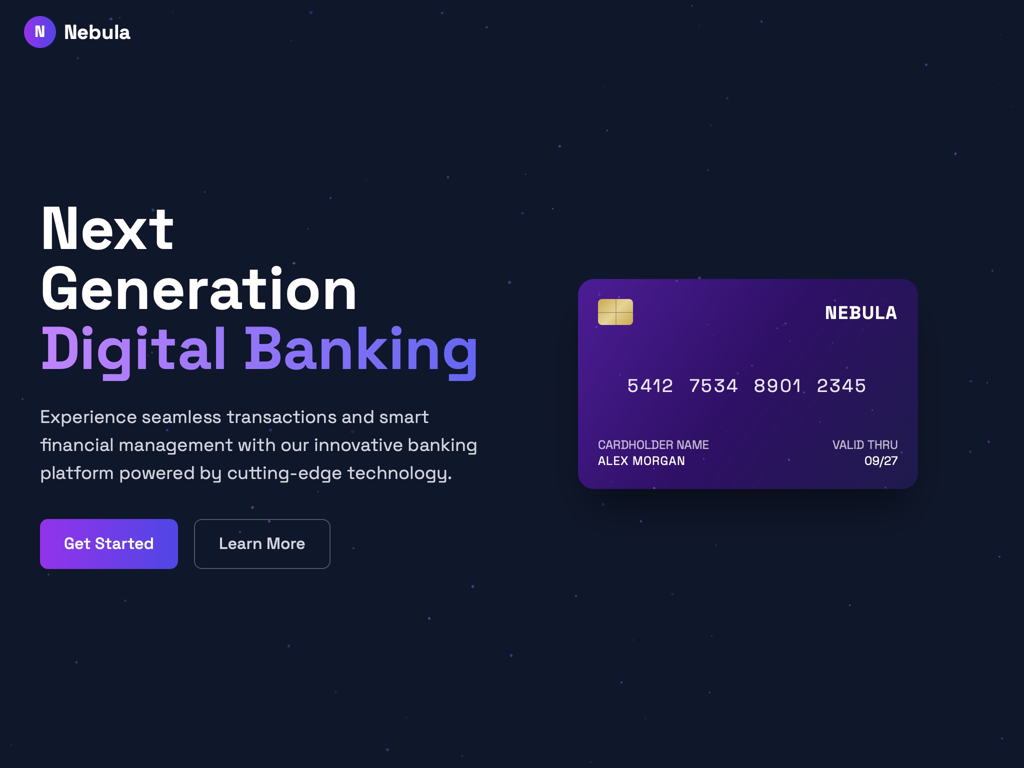Preview for Digital Banking Card Interface