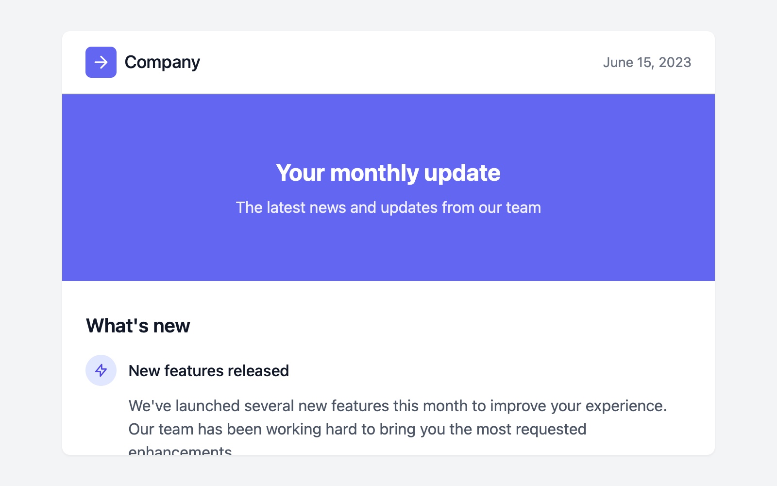 Preview for Email Newsletter Update Layout