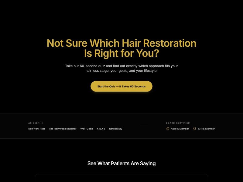 Preview for Hair Restoration Quiz Landing Page Template